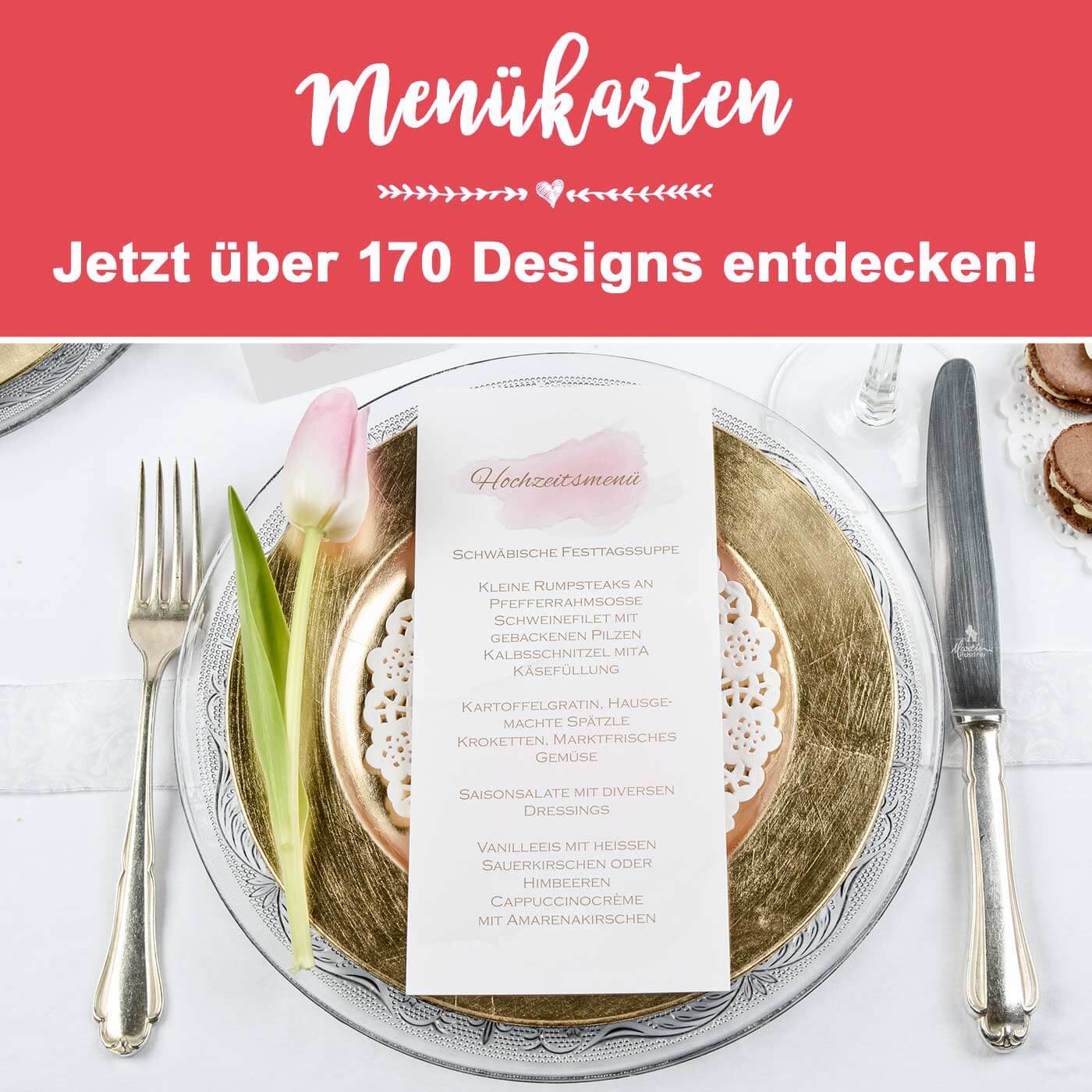 Kartenshop Menükarten Hochzeit