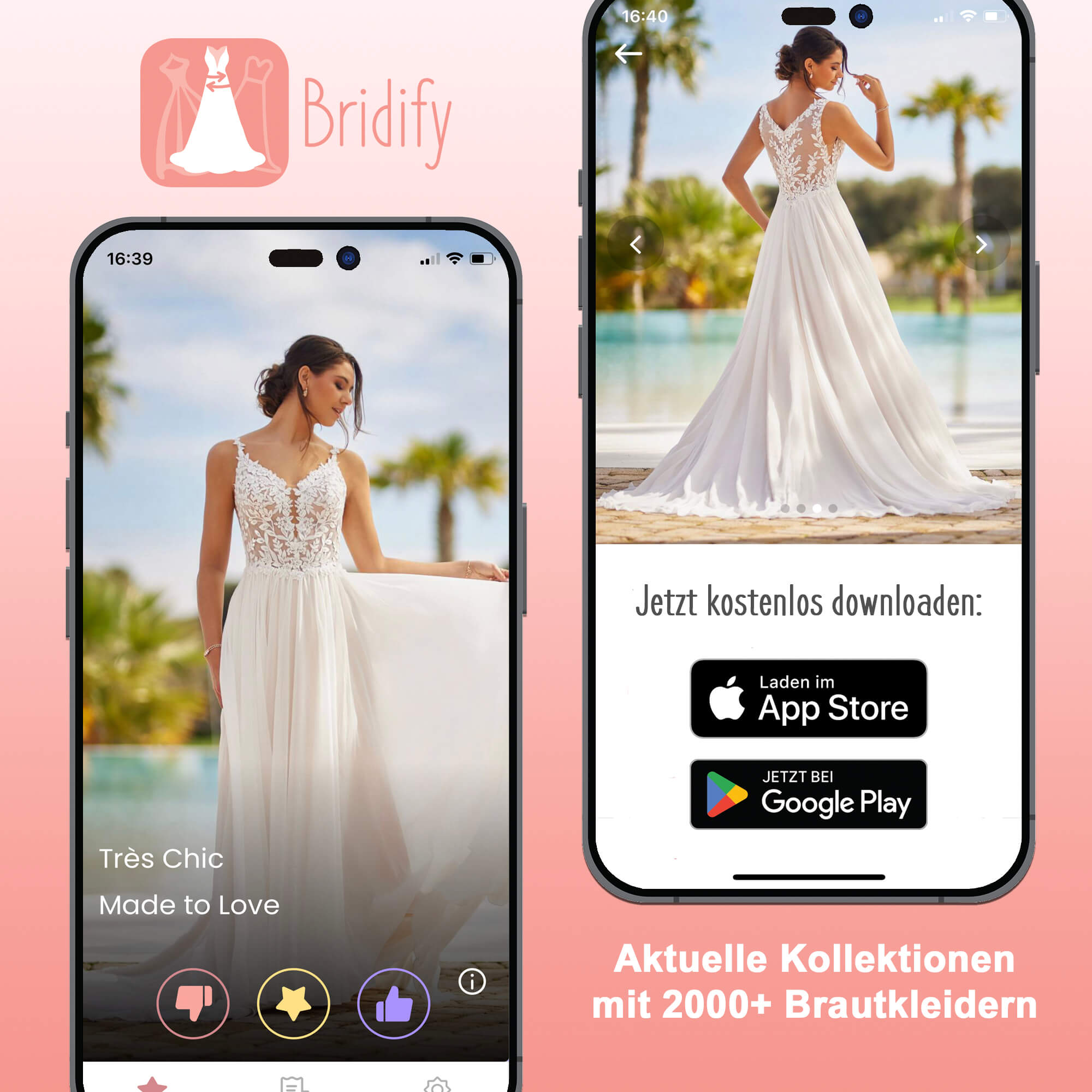 Bridify App Brautkleider Designer Kollektionen