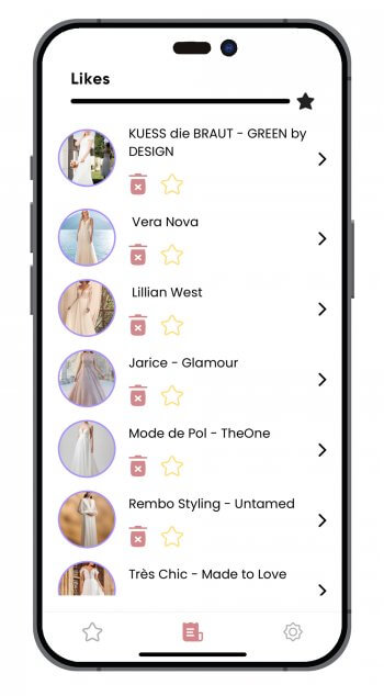 Bridify App Hochzeitskleid Likes