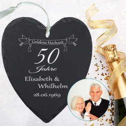 mit Foto & Wunschtext Geschenk zur Goldenen Hochzeit Goldene Schallplatte 