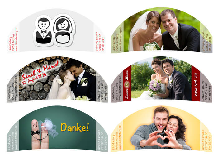 Hochzeitsschnaps und Hochzeitslikör mit eigenem Etikett als tolles
