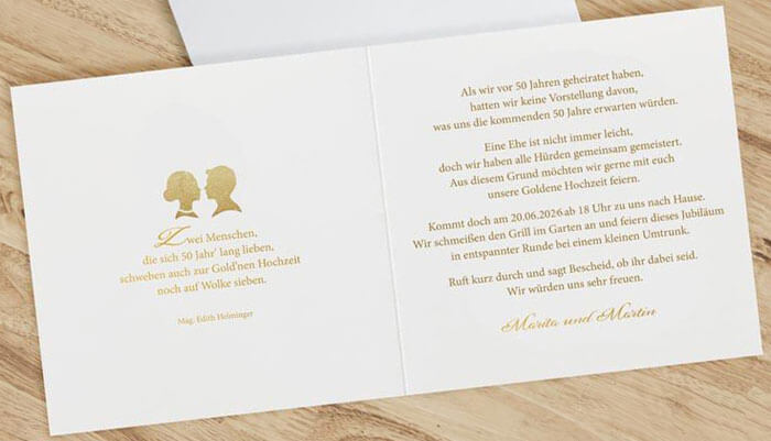 Einladungstext Goldene Hochzeit