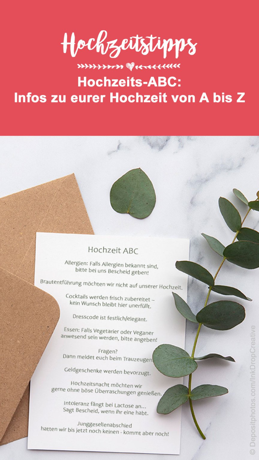 HochzeitsABC Praktische, lustige & nützliche Ideen zur jedem Buchstaben