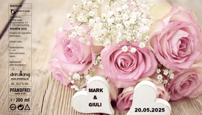 Sekt Dosen zur Hochzeit: Personalisiert mit eigenem Text und Bild