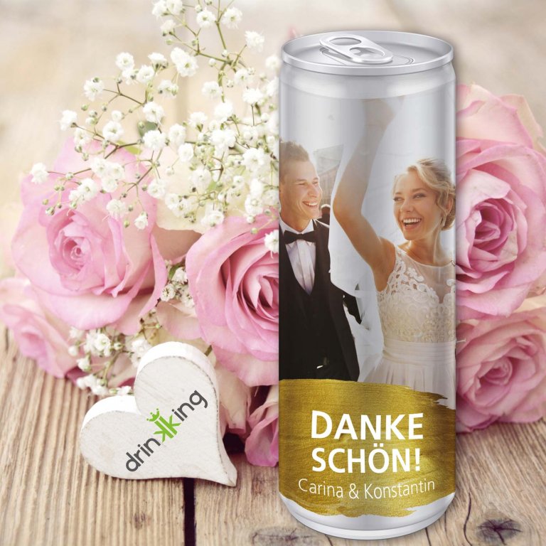 Sekt Dosen zur Hochzeit Personalisiert mit eigenem Text und Bild