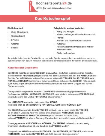 Kutscherspiel Text kostenlos zum Ausdrucken