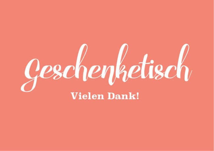 Geschenketisch Schild