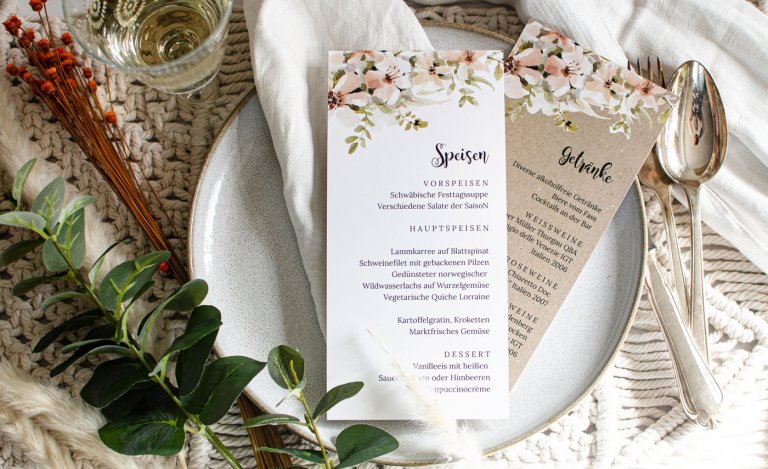 Menükarten zur Hochzeit Die TOP 50 Beispiele, Ideen & Inspirationen