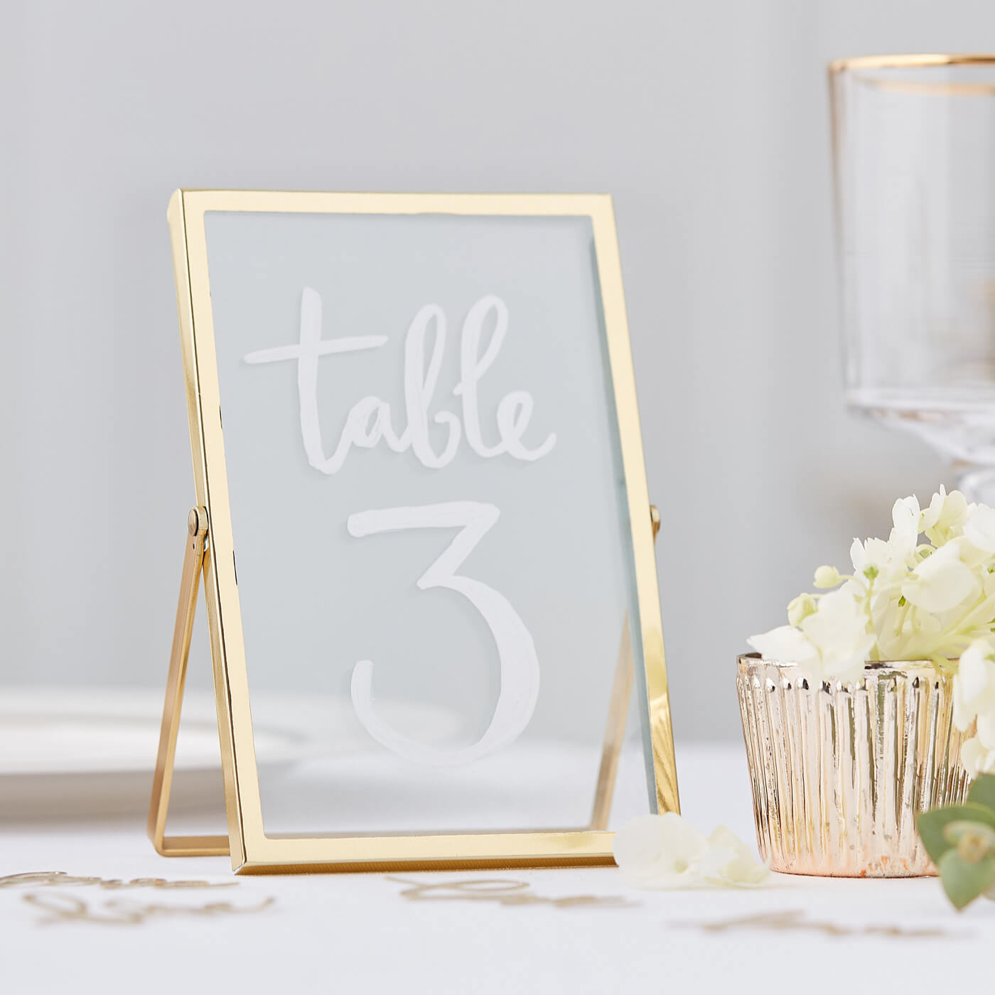Tischnummern Hochzeit gold
