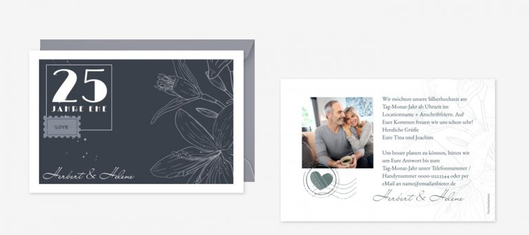 Einladungskarten Silberhochzeit Viele Ideen für Text & Design